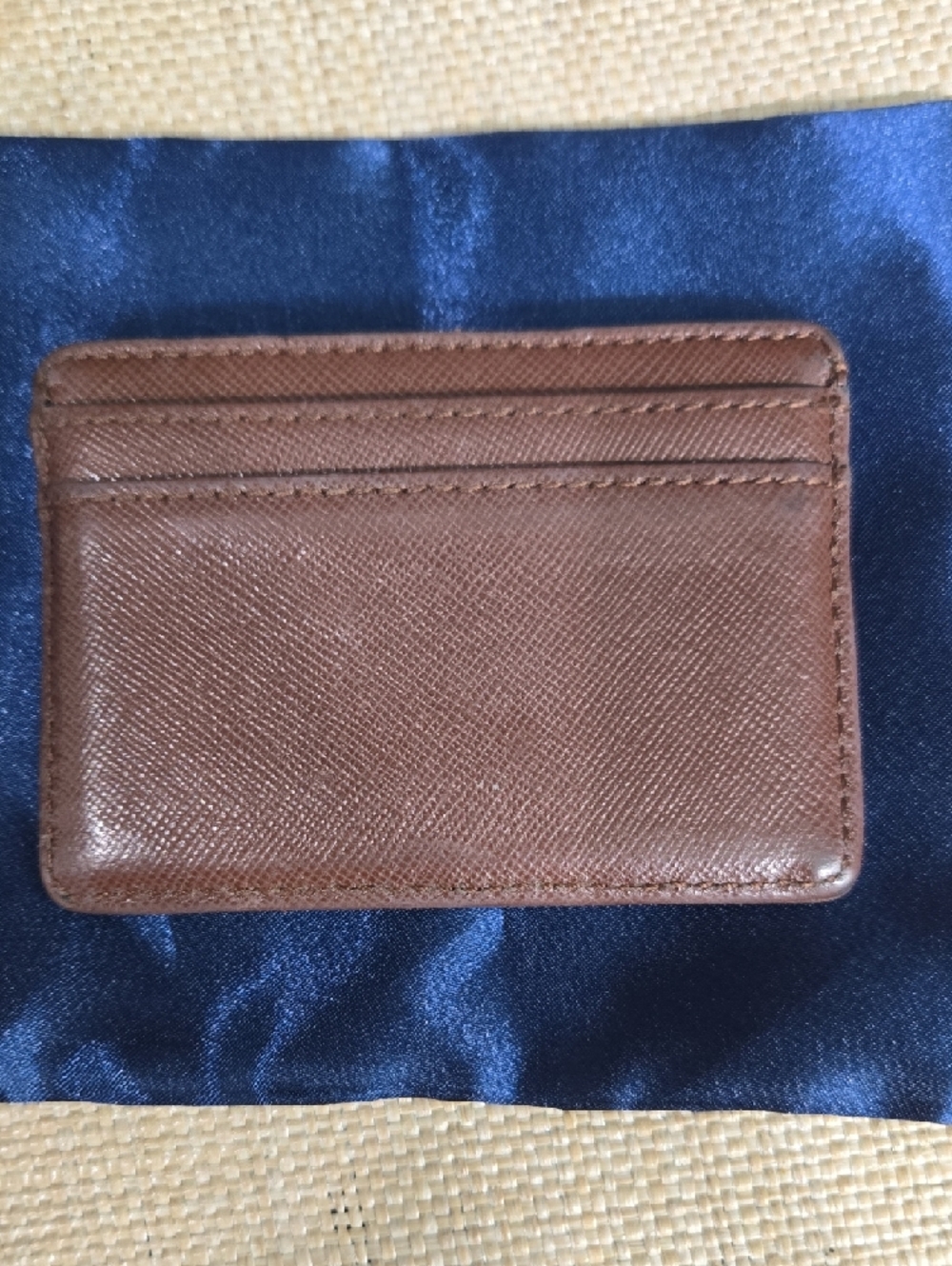 Tory Burch Brown Saffiano Card Holder with Gold Double-T Emblem - Picture 7 of 8